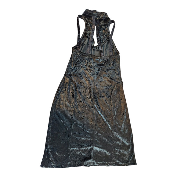 Carabella sz med dress crushed velvet halter sleeveless strappy gothcore keyhole - Picture 2 of 10